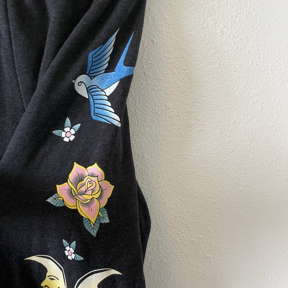 Wildfox Flash Sommers Sweatpants Joggers Size Small Dark Gray Moon Bird Floral - Picture 6 of 12